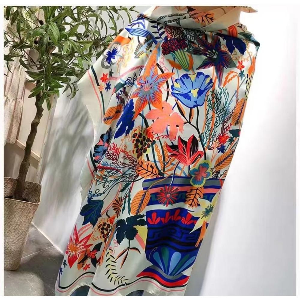 Соленое озеро Чака Туризм на Северо-Западе Этнический стиль Шарф Шелковый шарф Женский Летний Приморский Пляжный Платок Солнцезащитный Тонкий