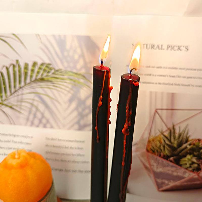 2Pcs Tomb Decoration Long Candle Halloween Candles Smokeless Candles Halloween Decoration Burning Bloody Candle Paraffin Wax