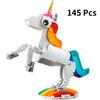 Creative 3 In 1 Magical Unicorn Building Blocks 31140 Toy, Transforms from Unicorn To Seahorse To Peacock Compatible with Leged