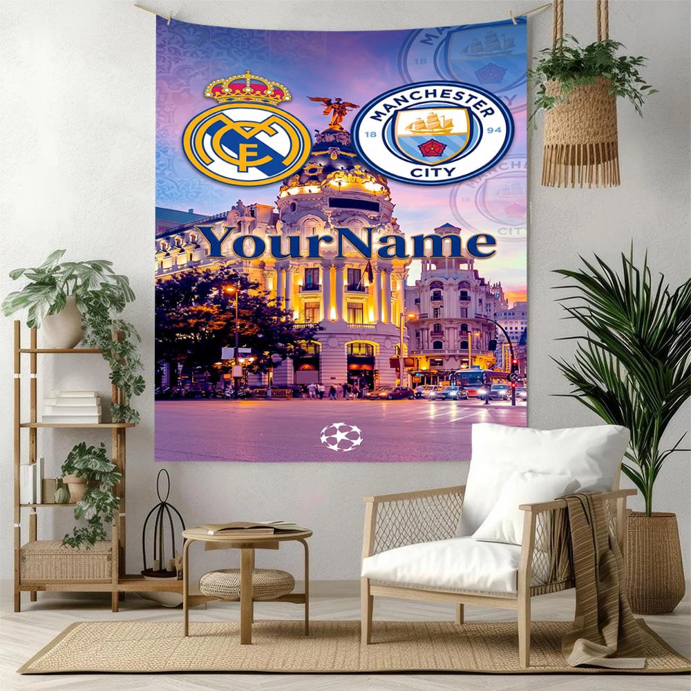 Manchester City Custom Your Name Wall Decor Tapestry Art For Pet Memorial Birthdaywedding Party Backdrop Family Gift