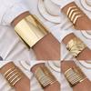 European-American Trendy Wide-Face Cuff Bracelet: Elegant, Smooth Metal, Multi-Layered, High-End Design.