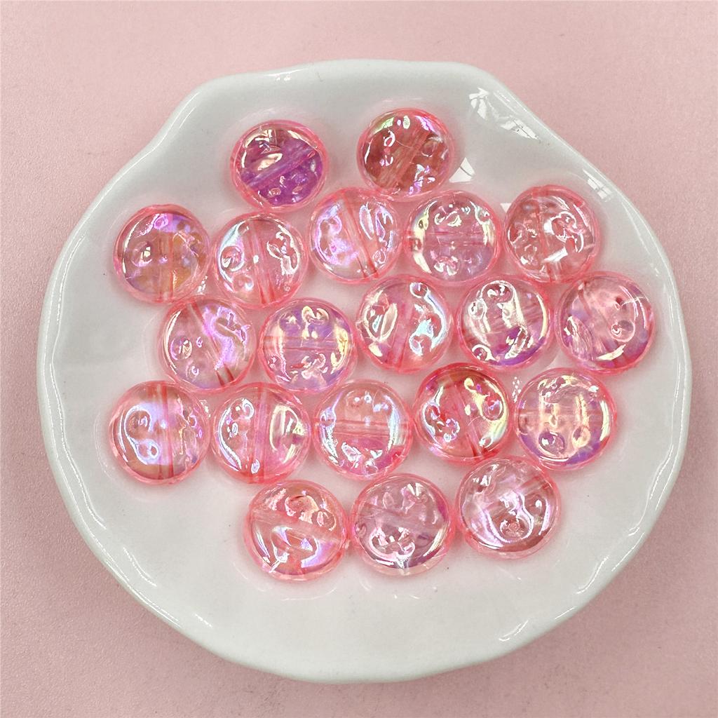 Hanmade 20pcs Acrylic Mobile Phone Chain Round DIY Handmade Materials Solid Color 12mm Loose Button Beads Multi-cut DIY Bracelet