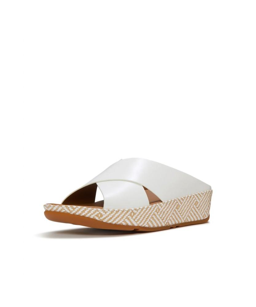 Женские шлепанцы Fitflop Lulu Lux с графическим плетением из кожи - Урбан Уайт (Ft64K2D221)