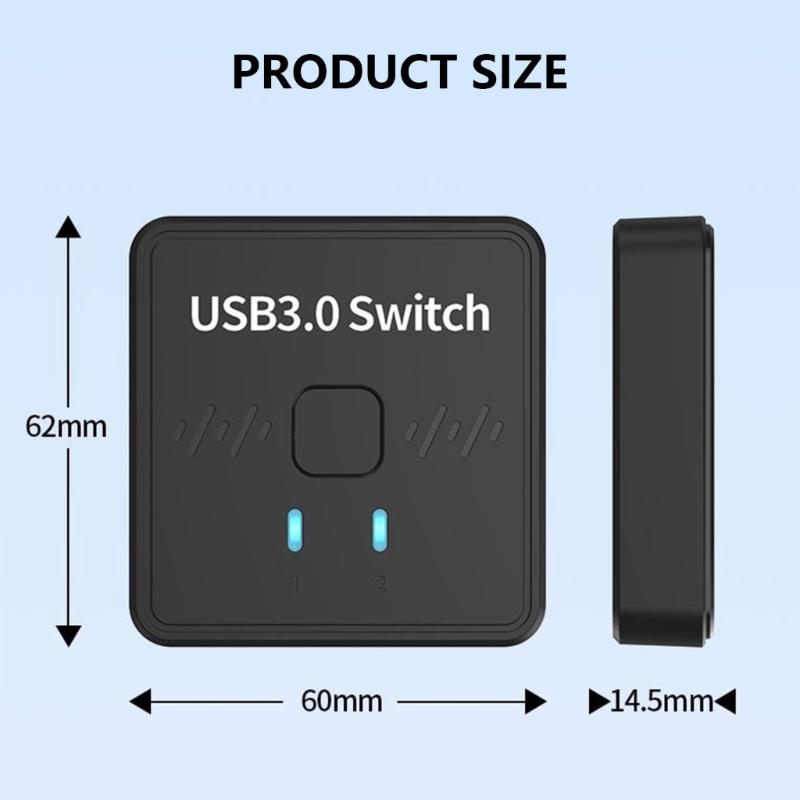 USB3.0 Switcher 2 Computer Sharing Keyboard and Mouse Printer Scanner Webcam 2 in 1 Out/1 in 2 Out USB Switcher Splitter