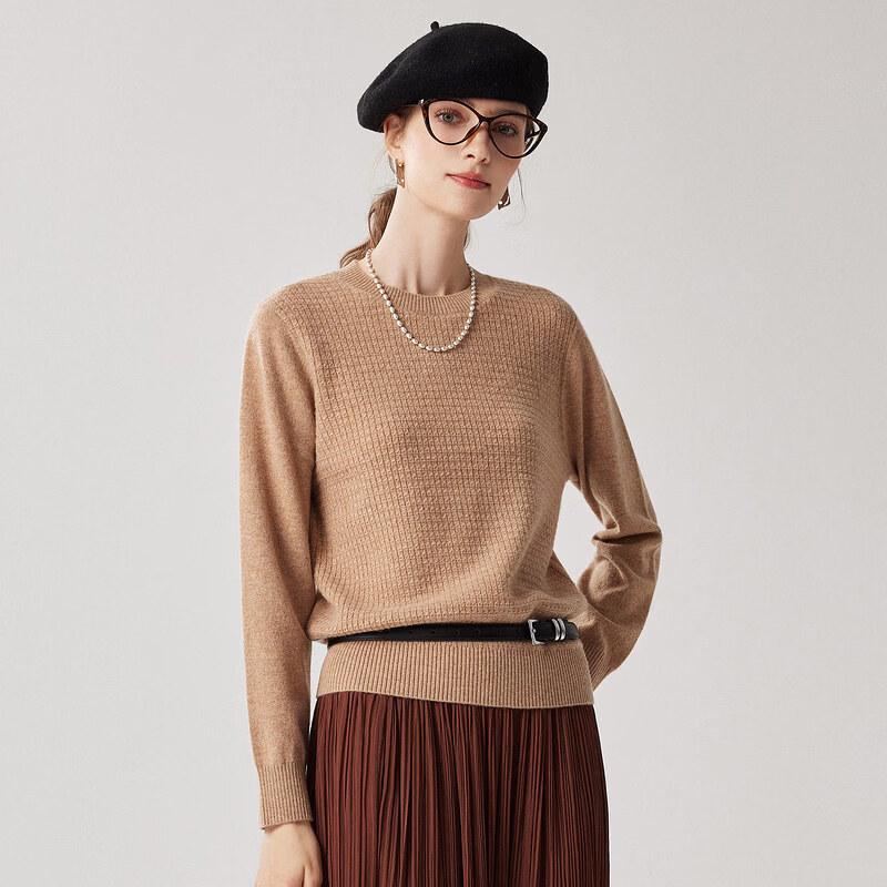 Zhaojun Women's 100% Cashmere Crew Neck Knit Sweater