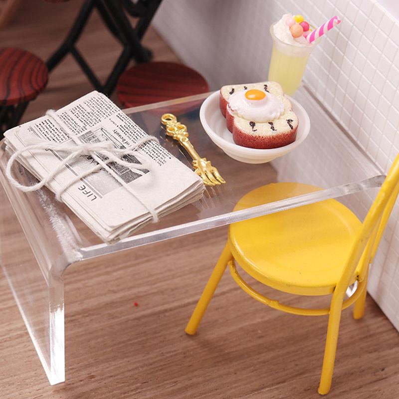 1:12 Doll House Transparency Table Living Room Leisure Table Mini Model Scene