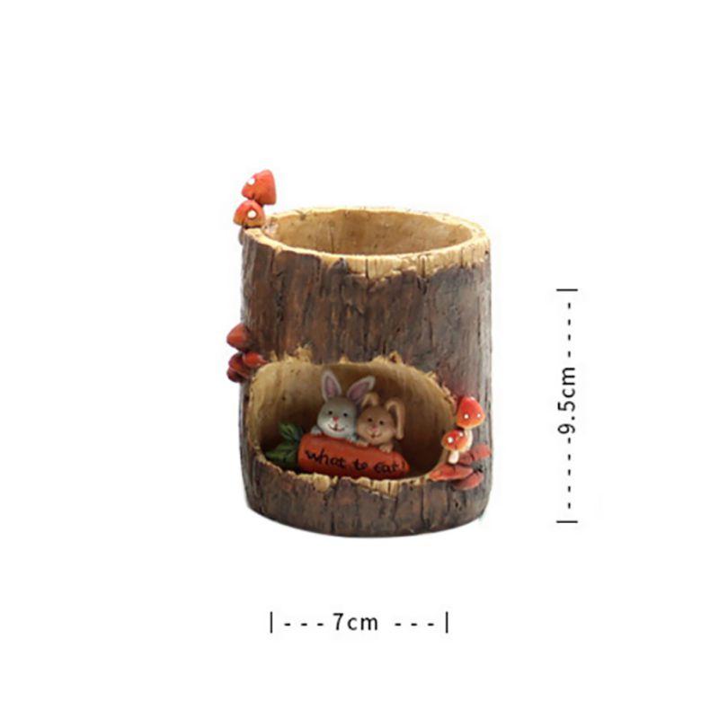 Милые горшки для суккулентов Горшок Кашпо Животное Растения с дренажным отверстием Пень Дерева Подставка для ручек Сад Дом Настольное украшение
