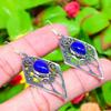 Lapis Lazuli Gemstone Handmade 925 Sterling Silver Jewelry Earring 2.32" t2P52