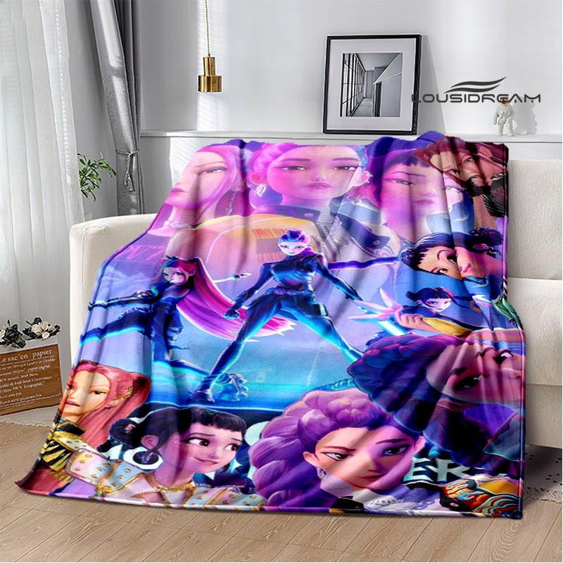 KPop Demon Hunters Cartoon printed blanket Picnic blanket Warm Flannel blankets Home bed linings blankets for beds Birthday Gift