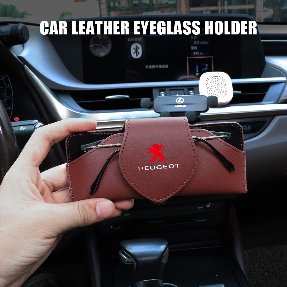 For Peugeot 308 406 508 3008 5008 1008 607 2008 107 4008 Car Glasses Case Auto Sun Visor Glasses Holder Decoration Center Cover