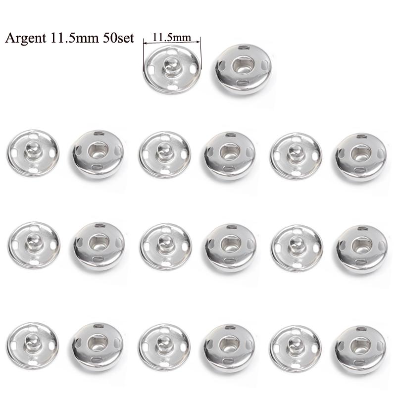 10-50 Sets Sew-On Snap Buttons Metal Snaps Fasteners Press Studs Buttons For Sewing, 10Mm And 21Mm,Black Silver And Golden