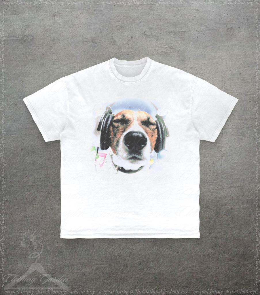 Cute Dog Graphic Tee, Funny Music Dog T-Shirt for Men Women, Cute Retro Dog Shirt, Aesthetic Music Shirt, Funny Gift For Dog Lovers, Unisex