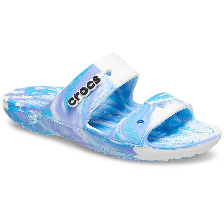 Crocs Classic Clog Marble Pattern Beach Sandals Unisex Sandals White Oxygen-Blue 207701-1FK
