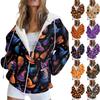 Women's Fashion Casual Halloween Printed Sweatshirt Long Sleeve With Pocket Cardigan Jacket Zipper Hoodie Coat