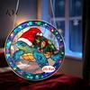 Unique Decorative Gift Christmas Wreath Acrylic Ornament, 2D Flat Stained Glass Style Hanging Transparent Decor Decoration, Double-sided Pendant