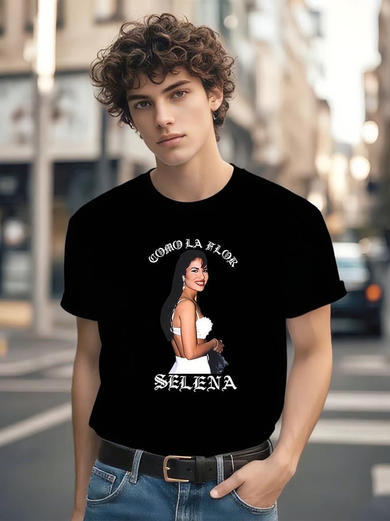 Casual Cotton T-shirt Featuring Selena Quintanilla