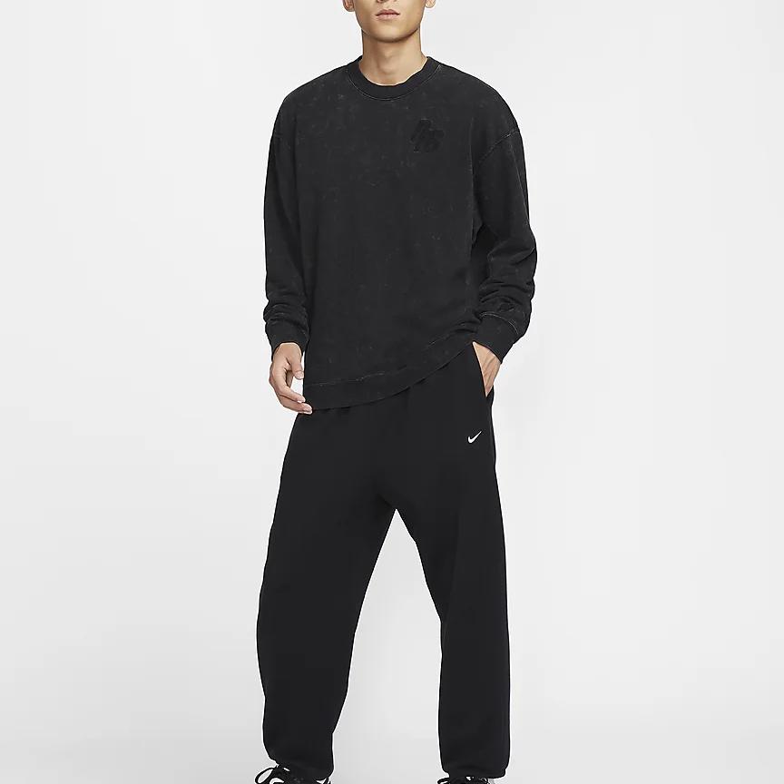 Nike Спортивная одежда Логотип Пуловер с круглым вырезом Однотонная толстовка с длинным рукавом Мужская толстовка Черный HQ6037010