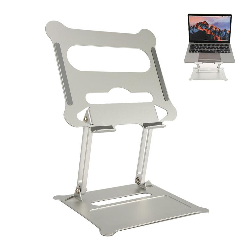 Laptop Stand Heat Dissipation Adjustable Angle Portable Silver Laptop Riser Aluminum Alloy for Desktop