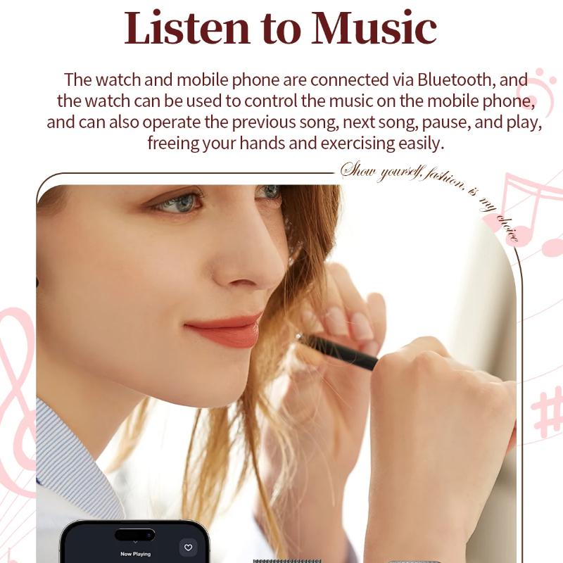 Fashion New Women Smart Watch AMOLED Curved Screen IP68 Waterproof Voice Bluetooth Call Heart Rate Blood Pressure Monitor Health Smartwatch