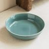 Круглая большая миска Сине-зеленая керамическая миска Бытовая большая миска для овощей Миска для завтрака Ресторанная Высококачественная однотонная посуда