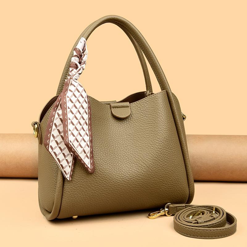 Женская сумка, сумка-ведро, новая городская простота и мода, узор личи, шелковый шарф, портативная наплечная сумка-мессенджер.