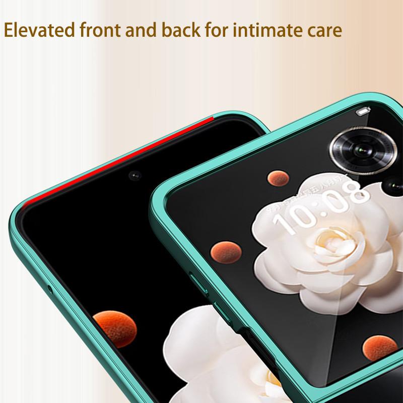 Кейс для Назначение Honor Magic V Flip MagicV VFlip Ультратонкий Твердый Гальванический Цветной / Разделенный корпус Прозрачный защитный чехол Ударопрочный Задний корпус Защита от падения