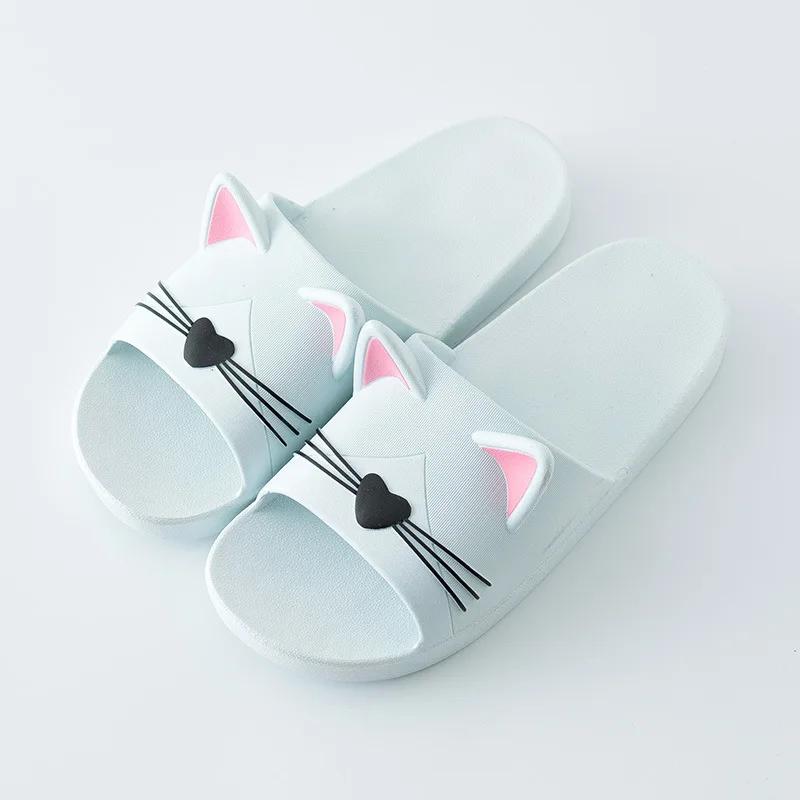 Празднуйте Женские Летние Тапочки Пляжные Шлепанцы Мультяшный Кот Вьетнамки Мягкие Удобные Мужские Пара Женские Плоские Повседневные Туфли