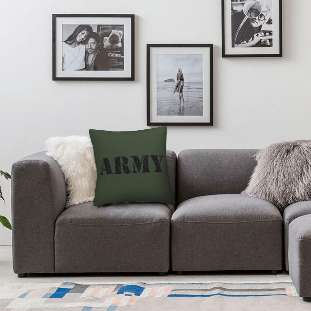 Us Army Classic Military Square Pillowcase Polyester Linen Velvet Creative Zip Decorative Home Cushion Case