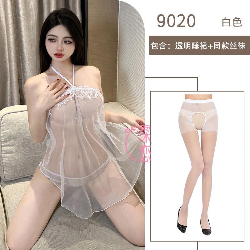 Sex Underwear Sexy Mesh Lace Uniform Temptation Large Size Neck Belly Pocket Straps Pure Desire Suit