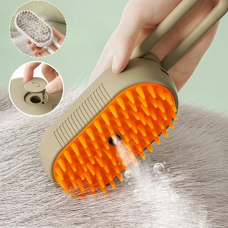New Steamy Cat Brush 3 In 1 Electric Anti-splashing Dog Brush with Steam Spray for Massage Pet Grooming Comb Hair Removal Combs