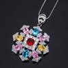Jewelry Colorful Tourmaline Pendant Snowflake Slightly Inlaid Diamond Treasure Necklace Vintage Luxury Collarbone Chain