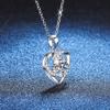 Moissanite Collarbone Chain S925 Sterling Silver Necklace Women's Eternal Heart Pendant Valentine's Day Jewelry Gift