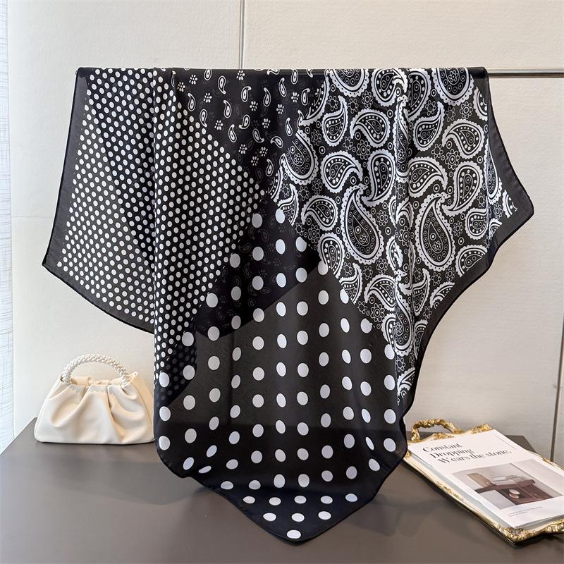 Cross-Border Cashew Nut Simulation Silk High-End Printing Large Square Scarf Silk Scarf Shawl Headscarf Neck Protection Scarf Decorative Women'S Scarf