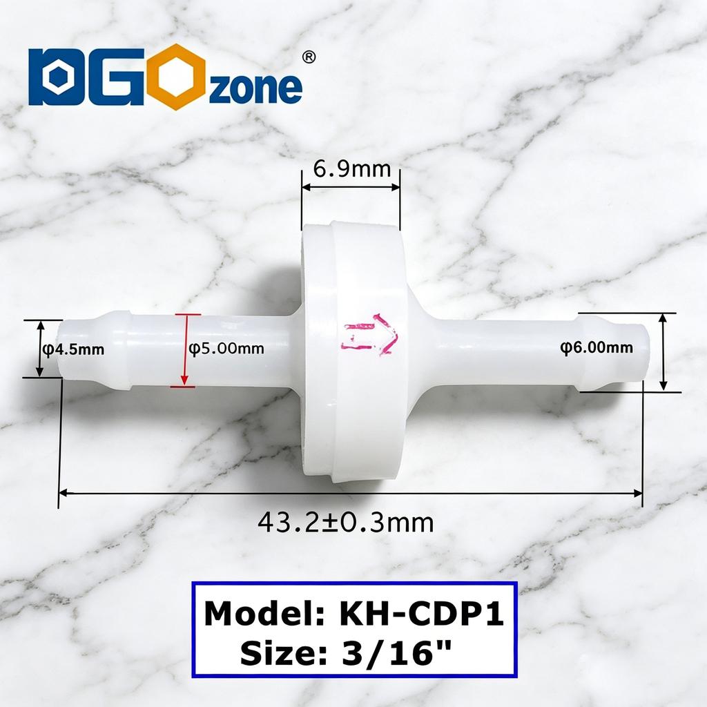 1/4" PVDF Check Valve Non Return Valve Diaphragm One-way Connector for Ozone Machine air Pump Aquarium Corrosion Resistant