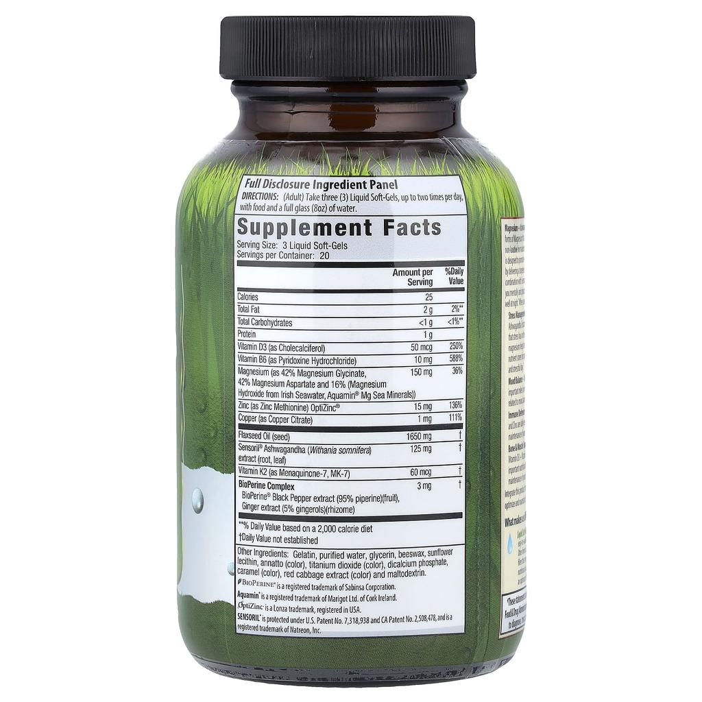 Irwin Naturals, Triple Source of Magnesium + Ashwagandha, 60 Liquid Softgels
