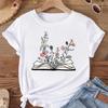 (Asian Size) Women Print Book Flower Sweet 90s Trend Cute Tee Top Fashion T Shirt Woman Female T Clothing Short Sleeve Graphic T-shirts