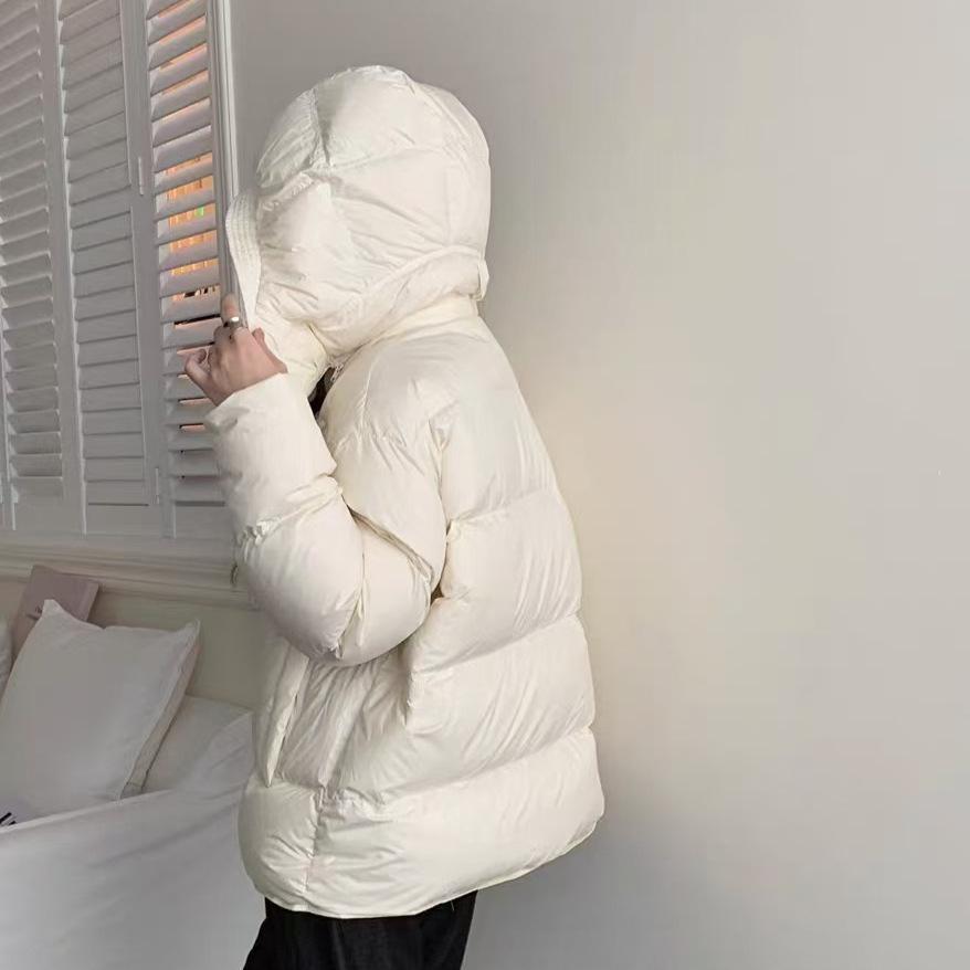 2024 Зимняя куртка-пуховик женская свободная модная утолщенная короткая 90% белая теплая куртка на утином пуху