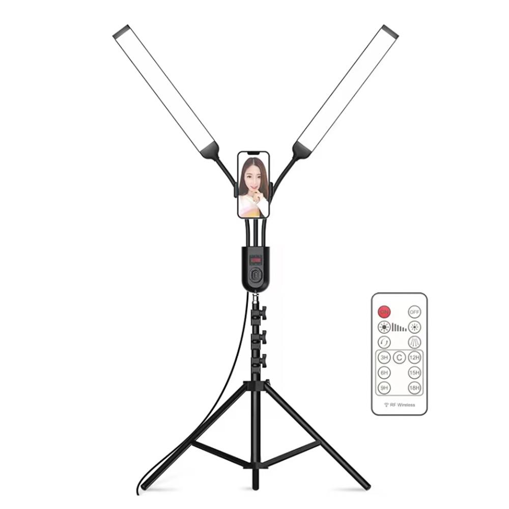 Flexible 2-Arms LED Video Light Photography Fill Light 3000K/4000K/6000K Bi-color Dimmable Timer