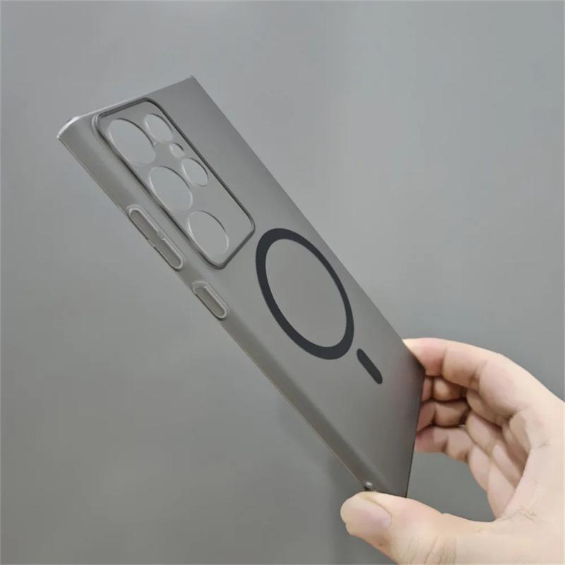 Роскошный матовый полупрозрачный ультратонкий чехол для Samsung Galaxy S25 S24 S23 Ultra S22 Plus Magsafe Magnetic Wireless Charge Clear Phone Cover