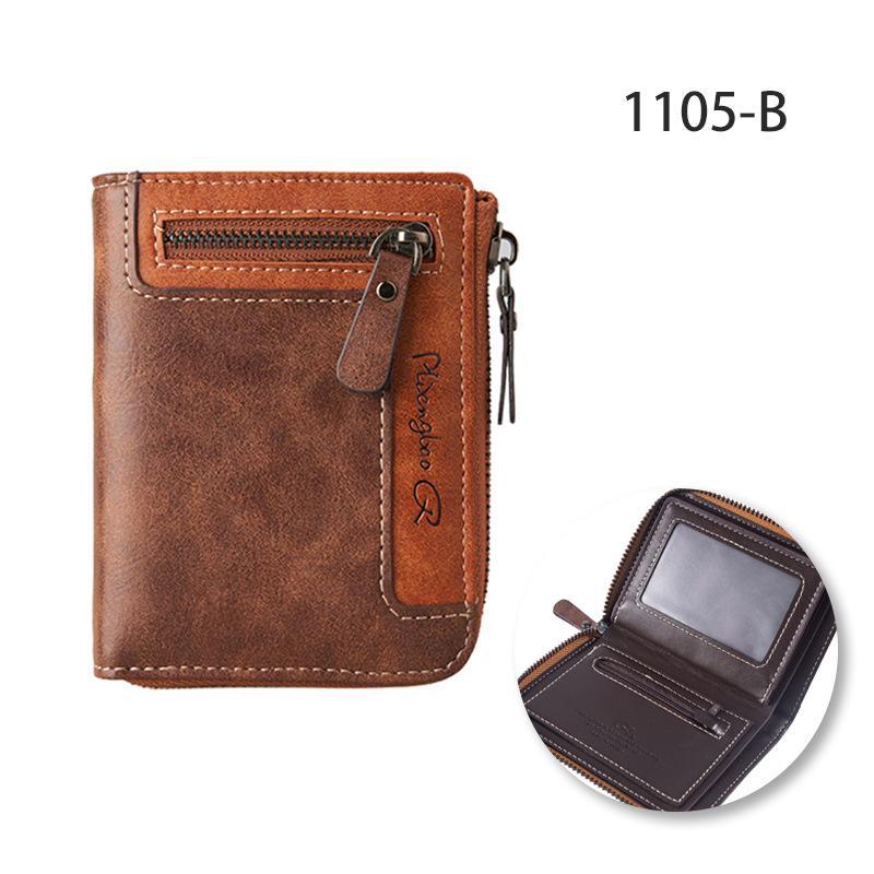 Мужской высококачественный кожаный кошелек на молнии с держателем для удостоверения личности и кошельком для монет