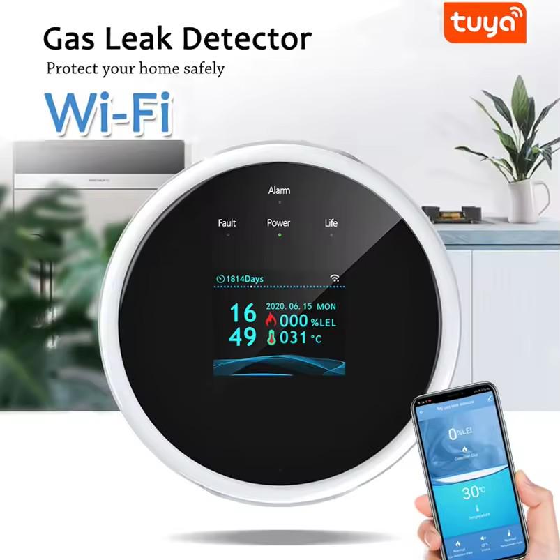 Детектор утечки газа Graffiti Air Sense WiFi: Сигнализатор природного газа, метана, биогаза с датчиком температуры и интеграцией TUYA.