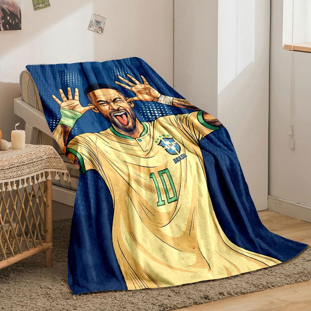 Yellow jersey with green accents, player posing with hands near ears. for all seasons blanket lunch break throw gift