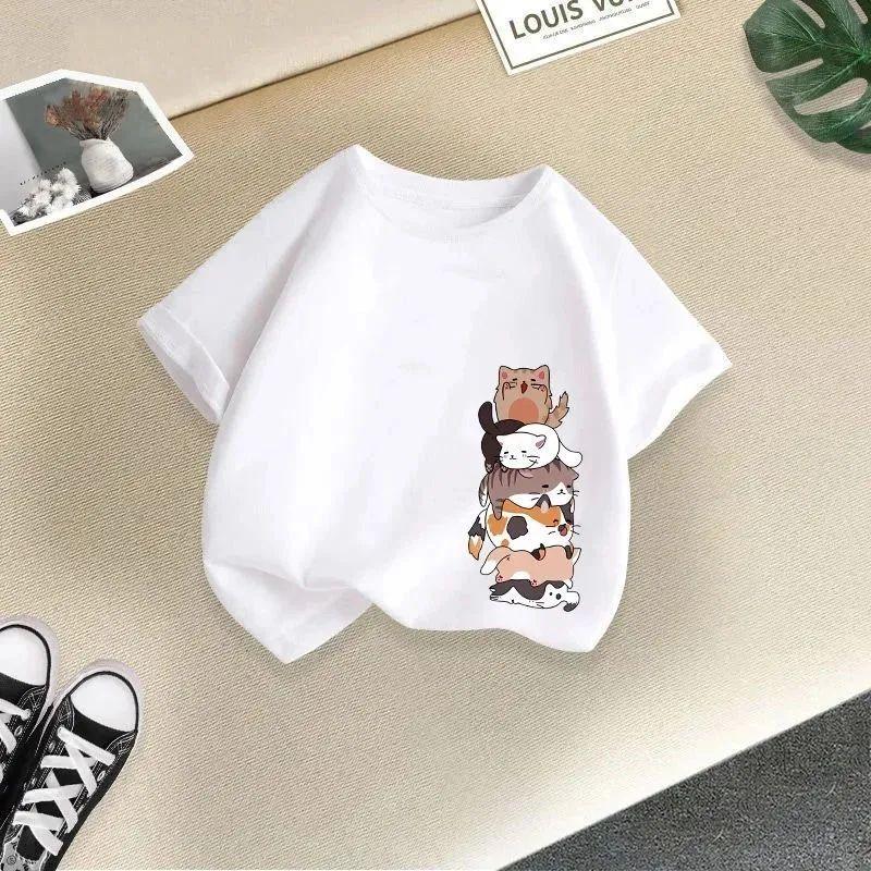 Stacked Print Girls' & Boys' Short Sleeve Cotton T-Shirt - 2026 Summer Collection