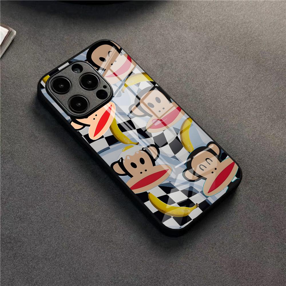 Чехол для телефона P-Paul F-Frank Большая обезьяна для 17 Pro Max IPhone 16 Pro 14 12 11 13 Mini X XR XS 15 Plus SE Стеклянная крышка