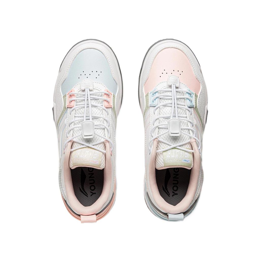 Li Ning Детские кеды Skate 80s Спортивный стиль жизни Синтетическая кожа Легкие Удобные Простые Нескользящие Низкие Повседневная обувь Детская повседневная обувь YKCU124-14
