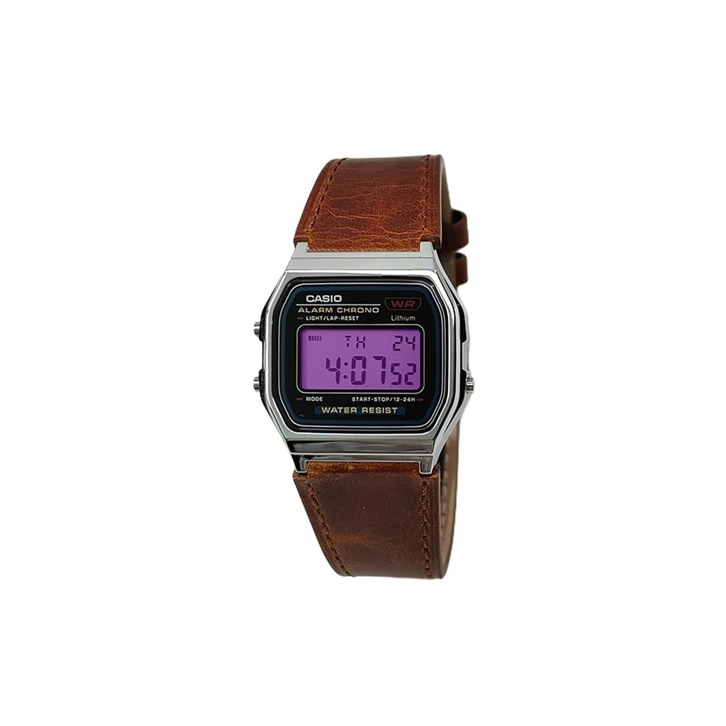 Casio Часы с кварцевым механизмом, ремешком из натуральной кожи, черным циферблатом, из коллекции Custom Collection, мужские, A159WA-N1D(Watch5--)