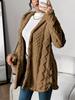 [Cozy Winter Cardigan] Warm & Cozy Women's Winter Plush Diamond-Patterned Hooded Cardigan | Longline Loose Fit Open Front Long Sleeve Coat