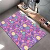 Colorful Flamingo Print Carpet with Flowers and Rainbow Design Suitable for use as an anti-slip for living room bedroom sofas
