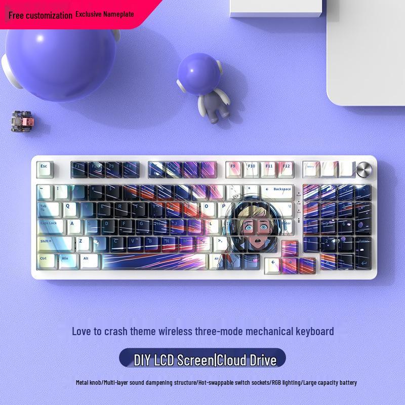 Wireless Bluetooth Mechanical Keyboard - 98-Key, Blue Switch, Silent for Gaming/Esports, High-Design for Girls/Office Use.