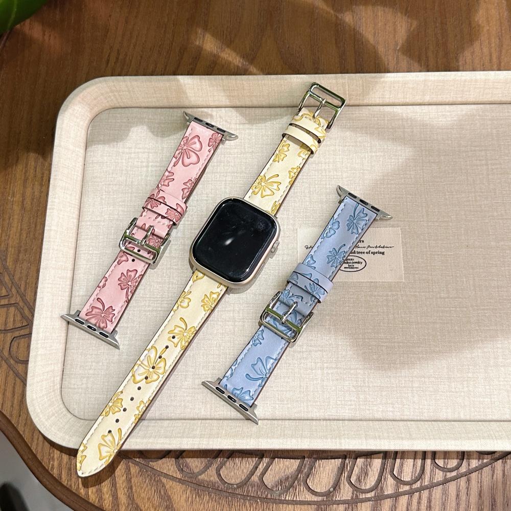 Slim Four Leaf Clover Leather Band for Women for Apple Watch Series 12 11 10 SE1 2 3/Ultra4 3 2 1 38-49mm